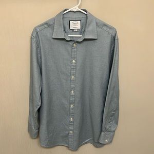 Charles Tyrwhitt Extra Slim Fit button down dress shirt. Green/Blue pattern